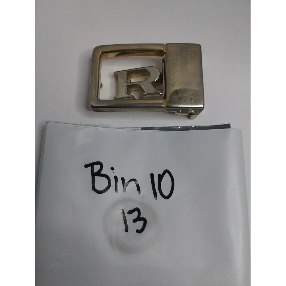 Vintage Two Tone Metal Letter R Initial Monogram Belt Buckle Silver Gold‎ Tone